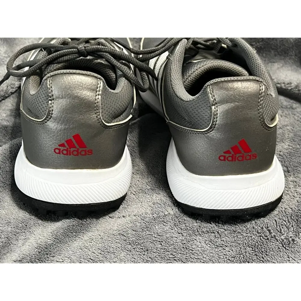 Mens 11.5 Adidas Tech Response 2.0 Gray White Lace Up Golf Shoe Soft Spikes